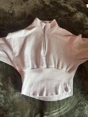 Victoria Secret Cropped Half-Zip Sweatshirt in Light Mauve